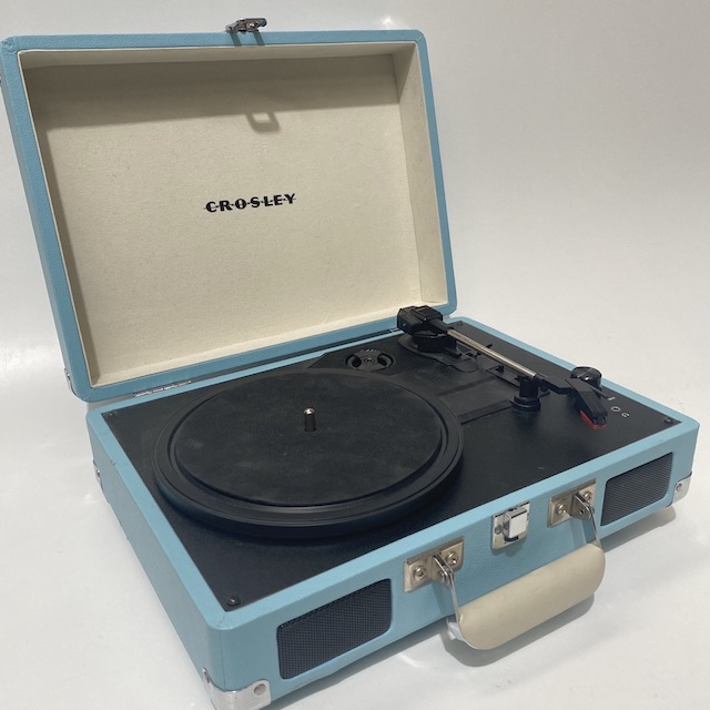 RECORD PLAYER, 1960s Blue Crosley Case